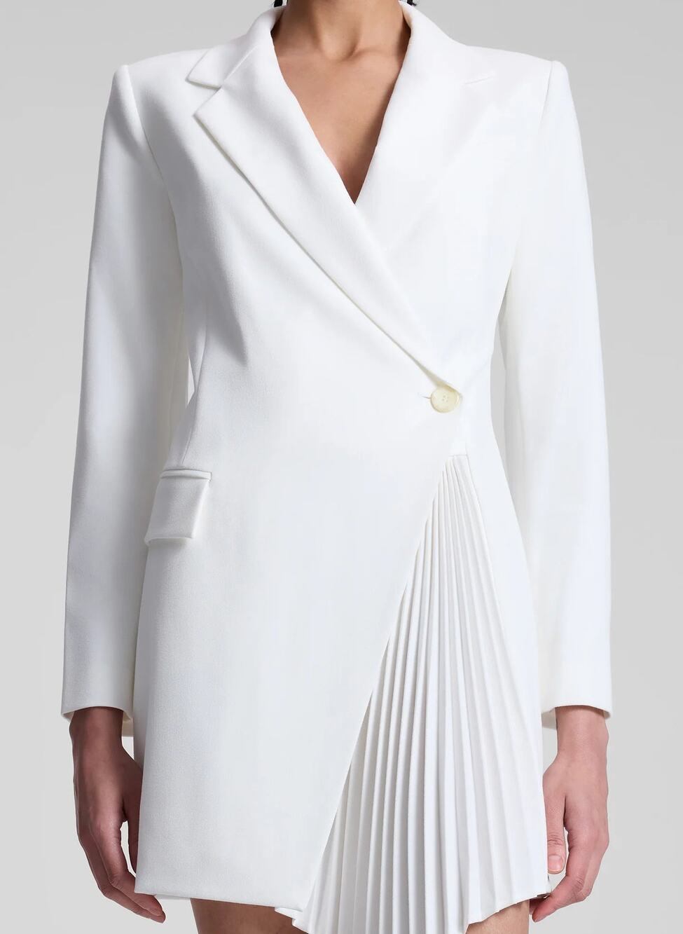 ALC Juliet Long Sleeve Asymmetrical Mini Blazer Dress Daikon White Womens Size 2
